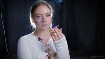 Smoking strong cork cigarette in the studio