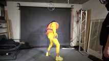 Marie M in a customer wish video handcuffed in Rainwear and a lifevest.