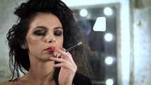 Look at the lovely Daria smoking a strong black Russian 100s cigarette in this closeup video