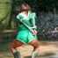 Stella tied and gagged outdoor wearing a shiny green nylon shorts, a shiny green rain jacket and green rubber boots (Pics)