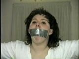 BALL-GAGGED, & TIED BETWEEN  2 PILLARS DAMSEL (D16-12)