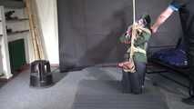Myxxxy bound gagged and vibed in shiny nylon Rainwear and finally suspended