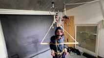 Marie bound, gagged and spanked in shiny nylon Shorts and a Windbreaker
