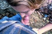 Aubrey Lee - naughty babysitter gives an outdoor blowjob