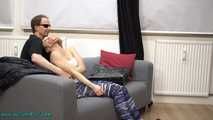 Vicky cuffed to the heater