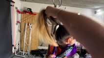 Lana bound and gagged in shiny Shorts and Windbreaker 