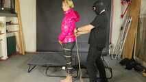A custom Video with Myxxxy bound, gagged and vibed in a shiny nylon downjacket