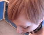 Alice Lee - Short-haired redhead left bound and barefoot in the kitchen (video)
