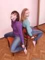 Alexa and Catt - Dominant lover tied adorable Alexa and Catt to the chairs