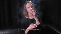 Dasha is smoking in the studio