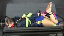 Rachel Adams Scarfbound and gagged in shiny Shorts. A custom Videos appetizer for a special customer.