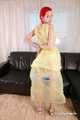 Morrigan - taped in yellow trash bag dress