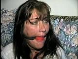 38 Yr OLD CASHIER IS WRAP TAPE GAGGED, BALL-TIED, BAREFOOT, TOE-TIED, BALL-GAGGED & HANDGAGGE (D54-7)