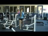 Katharina and Jenny in the fitness studio wearing sexy shiny nylon shorts and rain jackets (Video)