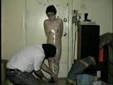 TINY TINA NAKED & MUMMY WRAPPED WITH PLASTIC WRAP & BLACK TAPE (D28-12)