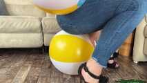 trying to sit2pop and using the heels to destroy beach balls