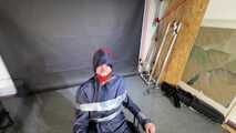 Lana bound and gagged in shiny nylon Rainwear