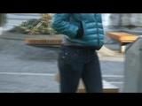 Alina walking on the street wearing a supersexy  down jacket and a jeans (Video)