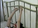 18 Yr OLD LATINA ZARR TAPES UP, STUFFS HER MOUTH, CLEAVE GAGS, & HANDCUFFS HERSELF TO A BRASS BED (D51-17)