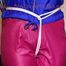 Mara tied, gagged and hooded on a black covered sofa wearing a super hot pink rain pants and a blue rain Jacket (Pics)