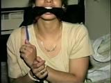 SWEET LATINA MARIE DOUBLE CLEAVE GAGGED, FEET TIED IN PLASTIC BAG, BOUND & BALL-GAGGED (D45-2)