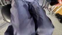 Lana bound and gagged in shiny nylon Rainwear