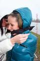Petra tied and gagged by Jill in downjackets