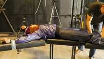 Lola Montez tied, gagged and tickeled in shiny Rainwear