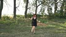Kristina walking outside