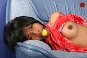 Asian pussy hogtied, gagged and fondled!