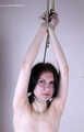 Tracy: topless barefoot girl with noose on her neck, having her to stand on her tip toes to breathe, is tickled by camera man
