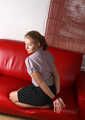 Albina Rose: barefoot girl in top and dress poses without ropes, then she get her hands and feet tied up