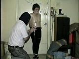 TINY TINA NAKED & MUMMY WRAPPED WITH PLASTIC WRAP & BLACK TAPE (D28-12)