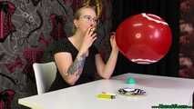 Blow2Pop red "C&A" balloon while smoking