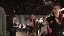 Bondage Walk with extremely Bound Elbows