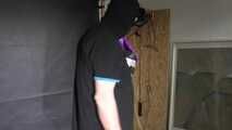 Poor Marie bound and gagged in a shiny nylon Windbreaker