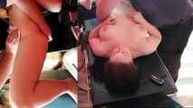The fucking machine has finished its work now you can give me a blowjob in diapers