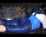 SEXY LUCY preparing her sofa for lolling wearing a sexy shiny nylon rainwear combination (Video9