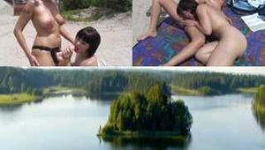HORNY WITH THE STRAPON ON THE LAKE