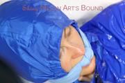 Sonja ties, gagges and hoodes herself in a bath tub wearing supersexy shiny nylon rainwear (Pics)