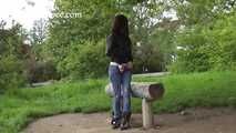 078030 Rachel Evans Takes a Pee From the Log Bench