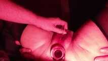 Squirting without end with a glass plug in the ass - extreme squirting