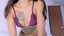 Cute brunette teen make up and solo masturbation