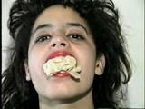 18 Yr OLD LATINA ZARR IS MOUTH STUFFED, LEATHER BELT GAGGED, BALL-GAGGED, OTM ACE BANDAGE WRAP GAGGED, WRISTS AND HANDGAGGED (D57-9)