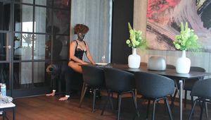 Red thigh high boots