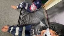 Aiyana and Ms Ungeniert bound and gagged in shiny nylon Rainwear