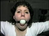 BALL-GAGGED, & TIED BETWEEN  2 PILLARS DAMSEL (D16-12)
