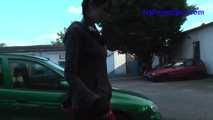 095005 Denise Pees In A Car Lot
