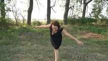 Kristina walking outside