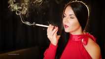 Seductive woman Tanya adores smoking a 120mm cigarette with a holder